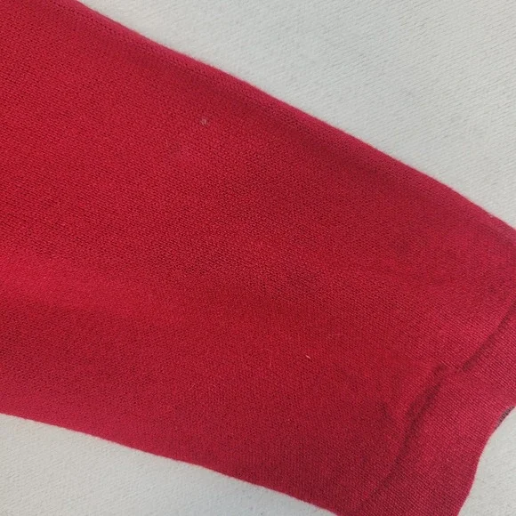Banana Republic Sweater Womens Large Red Cashmere Silk Crewneck Preppy Holiday - Picture 7 of 11